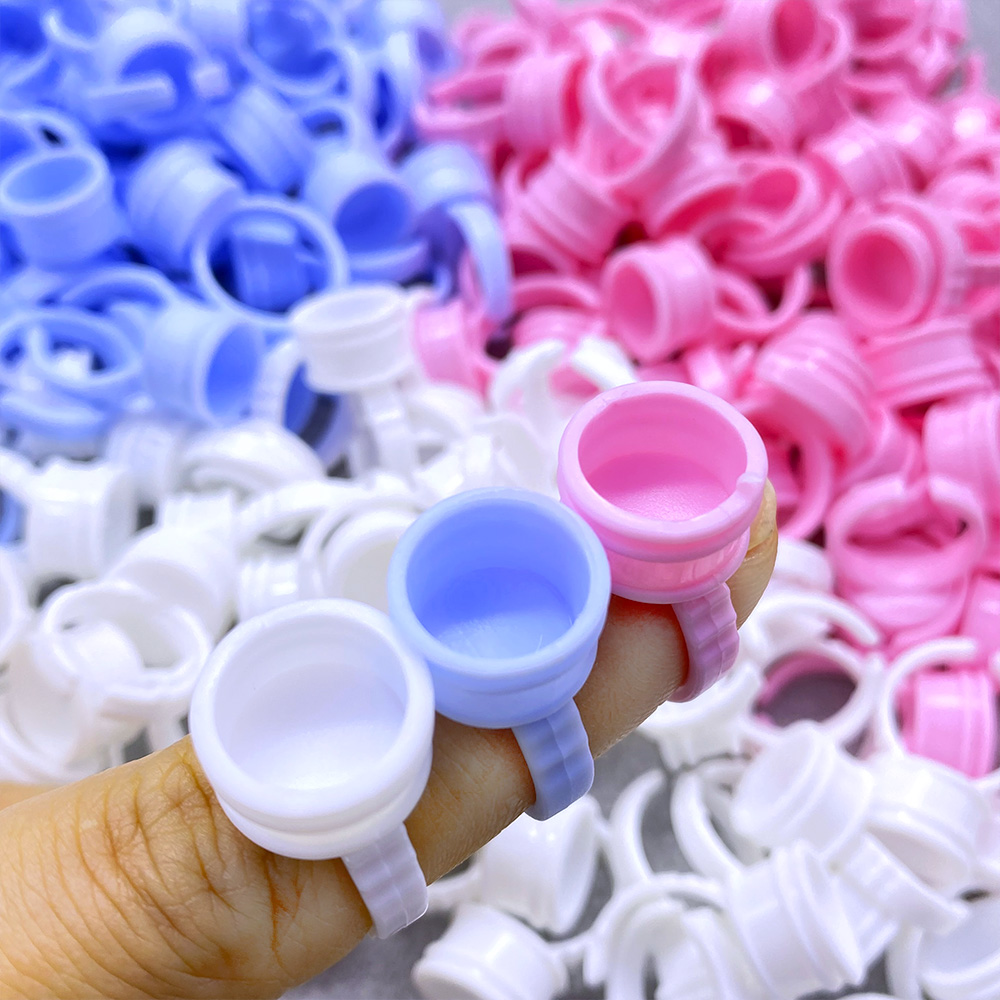 Body Jewelry Tattoo - 100 個使い捨て接着剤リングカップまつげファンタトゥー顔料ホルダーまつげエクステンション容器接着剤ホルダー化粧用品