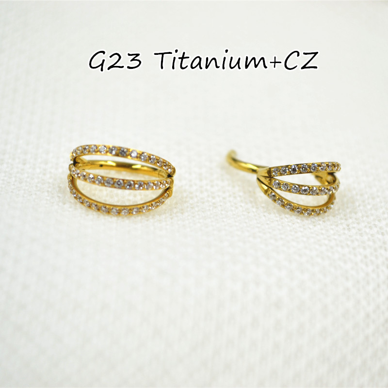 Clicker Ring Seamless - 10個入り 16G CZ G23 チタン製ノーズシームレスヒンジセグメントリング セプタムクリッカー
