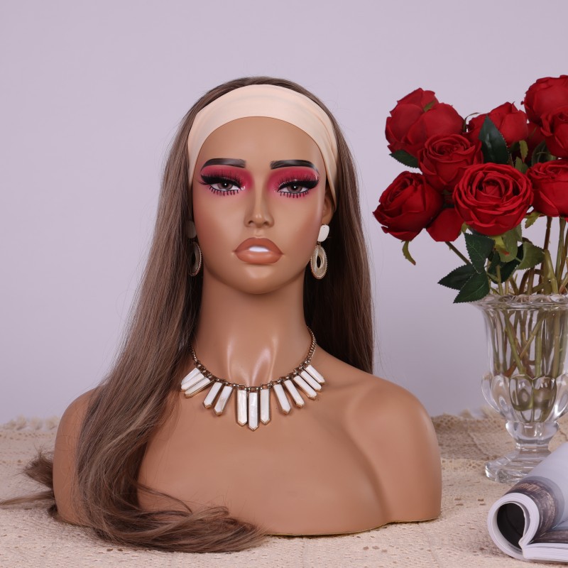 Body Jewelry Stores - PVC製ハーフボディマネキンヘッド、赤いアイシャドウとまつげ付き、ウィッグジュエリー用マネキンヘッド、サロン小売店ウィンドウディスプレイ用