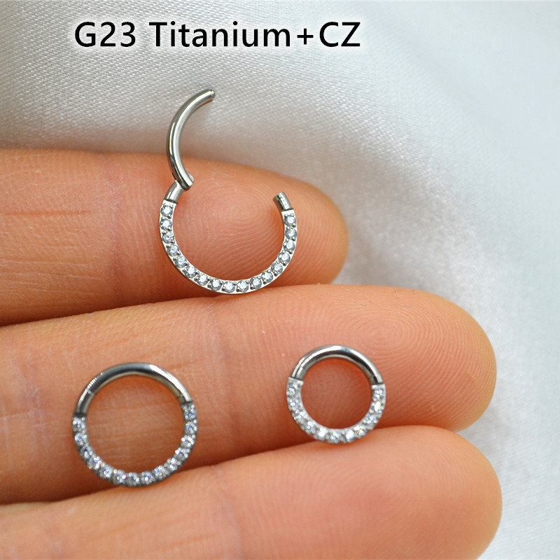 Clicker Ring Seamless - 10 ピース/ロット G23 チタンノーズシームレスヒンジセグメントリングセプタムクリッカー耳軟骨ヘリックス耳珠ルークフープ CZ 16Gx6/8/10