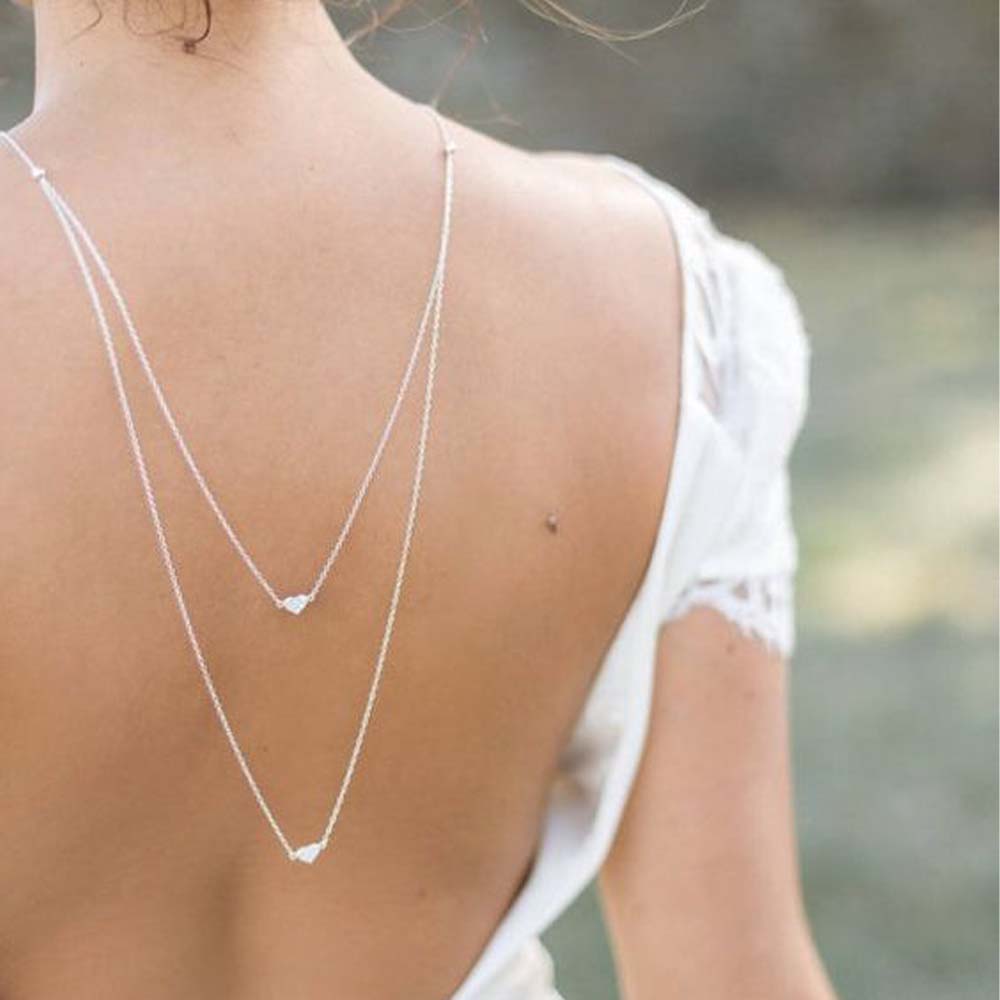 Body Jewelry Charms - 2層のハート型チェーン,ロマンチックなペンダント,自由奔放に生きるスタイル,ラインストーン,エレガントなウェディングジュエリー