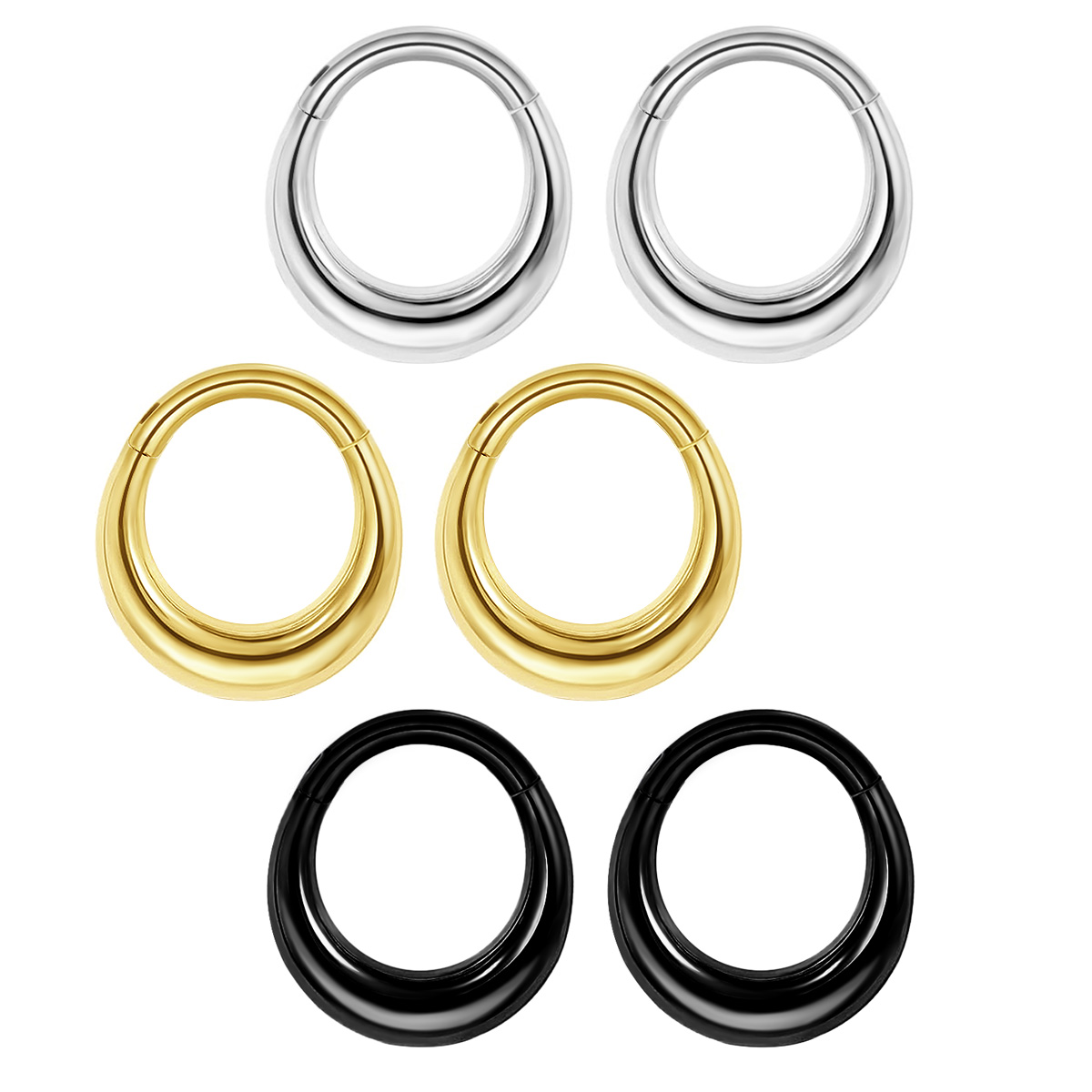 Clicker Ring Seamless - ステンレス製のヒンジ付きフープノーズリング、シームレスな軟骨、トラガス、ダイスイヤリング、セプタムクリッカーピアス