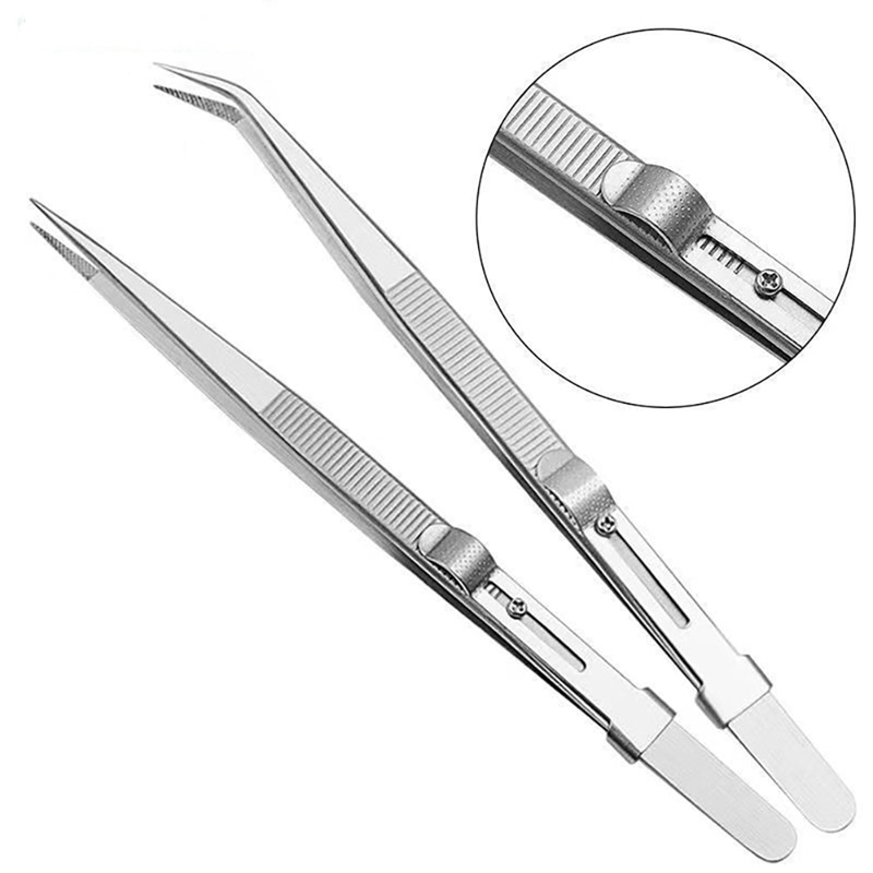 Body Jewelry Tool - 調整可能なセルフクランプピンセットジュエリー作成ツールスライドロックステンレス鋼ピンセット電子部品修理ツール