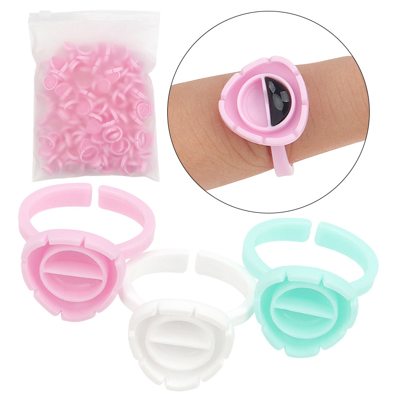 Body Jewelry Tattoo - まつげエクステ用接着剤ファンカップリング、顔料ホルダー、コンテナラッシュ用品、使い捨て、100個