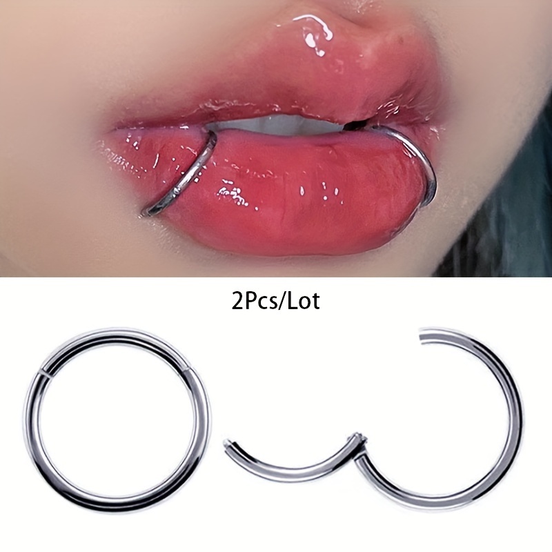 Clicker Ring Seamless - 20 G/18 G/16 G/14 Gシームレスステンレスリップリングパンク円形クリック器耳軟骨耳屏螺旋体穿刺アクセサリー2点