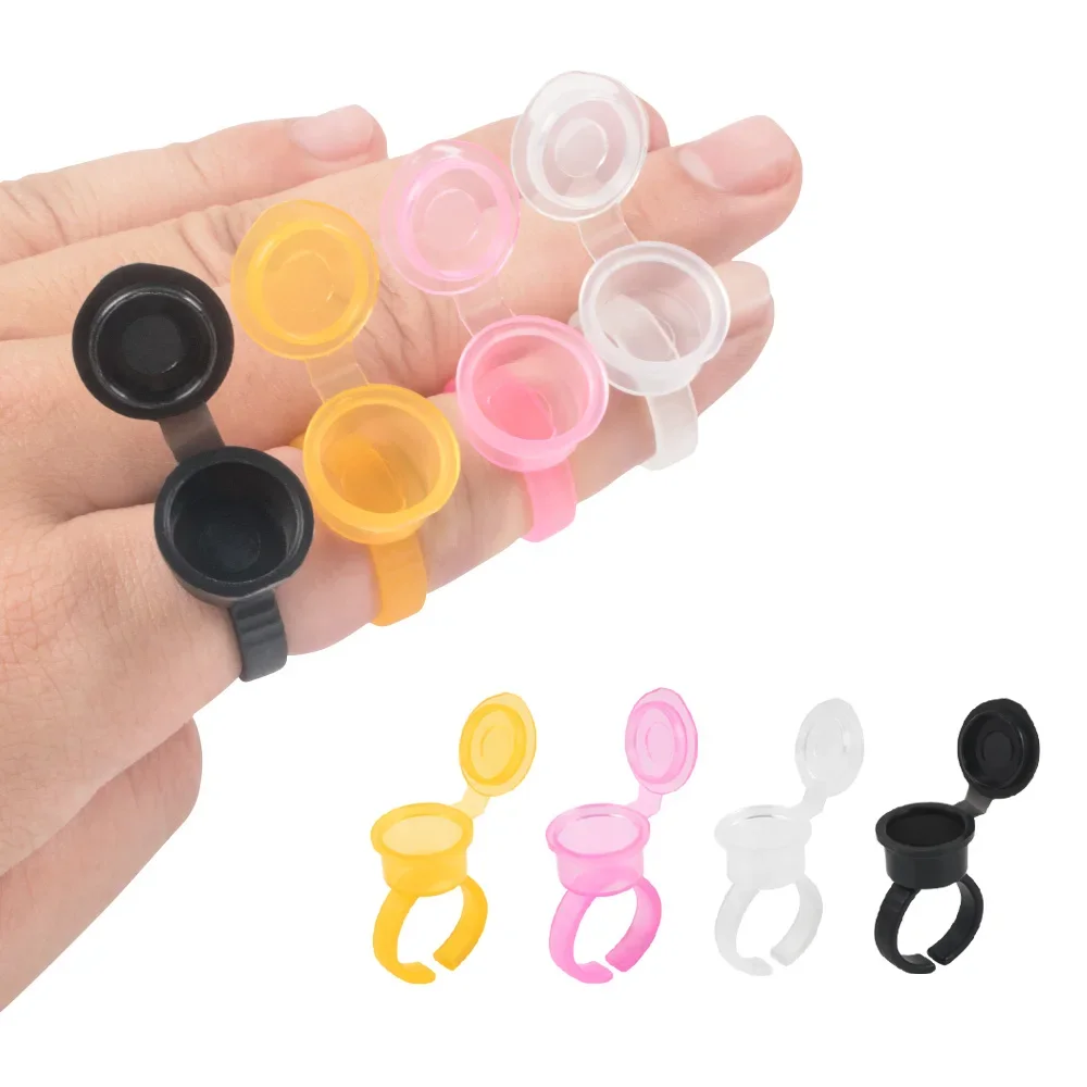Body Jewelry Tattoo - 50 個タトゥー顔料インクリングカップまつげ拡張接着剤ホルダー容器蓋カバーキャップ永久 Microblading ツール