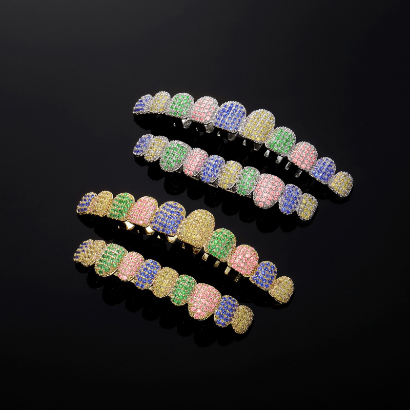Body Jewelry Real Diamonds - 新作の精巧なヒップホップフルダイヤモンドブレスレット、本物の金を使用した高品質キュービックジルコニア、パンク・ラッパー向けオーラルジュエリー、男女兼用ロールプレイ用