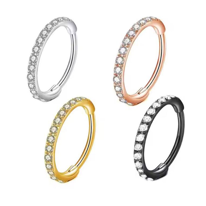 Clicker Ring Seamless - 新しいステンレス鋼の鼻リング、ダイヤモンド付き銅製セプタムフープ、クリック式シームレスリング、多機能フープリングイヤリングジュエリー