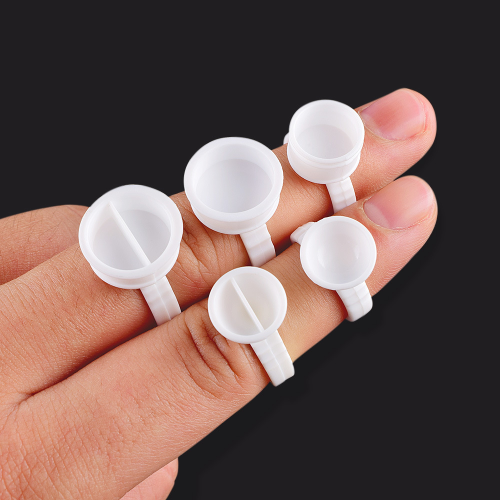Body Jewelry Tattoo - 使い捨て 100 個プラスチック顔料リング眉毛アートメイク 3 サイズ白タトゥーインクホルダーアクセサリー供給