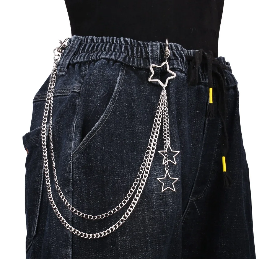 Body Jewelry Charms - チャームシルバーカラーのステンレス鋼中空スターペンダントズボンチェーン女性男性人格ヒップホップボディウエストチェーンジュエリー