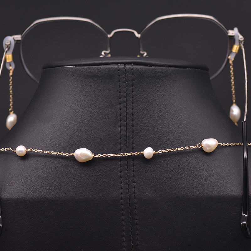 Body Jewelry Charms - GLSEEVO 天然バロックパールメガネチェーンネックレスペンダント女性用メガネチャームは含まれませんファインジュエリー