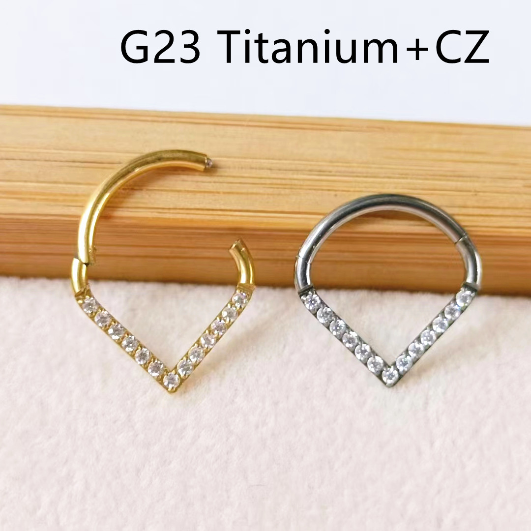 Clicker Ring Seamless - 10個入り G23チタン F136 CZハートノーズ シームレスヒンジセグメントリング クリッカー