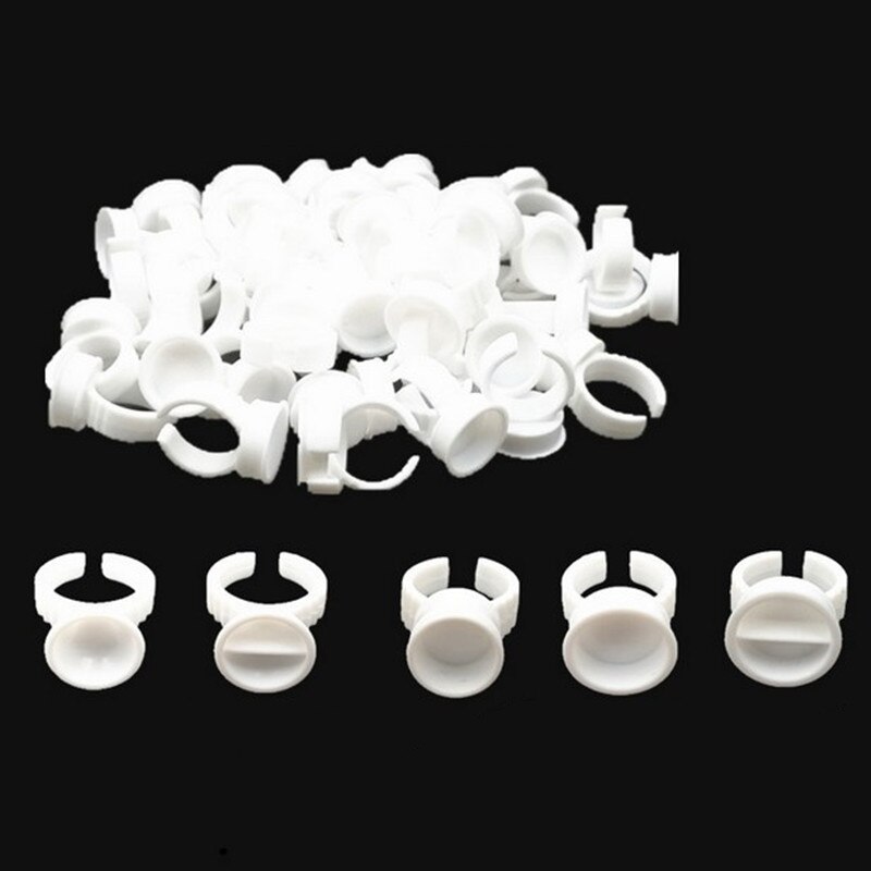 Body Jewelry Tattoo - 使い捨ての白いまつげ接着剤ホルダー,防水,眉毛,タトゥー,顔料,アイラッシュエクステンション,リングカップ,100個