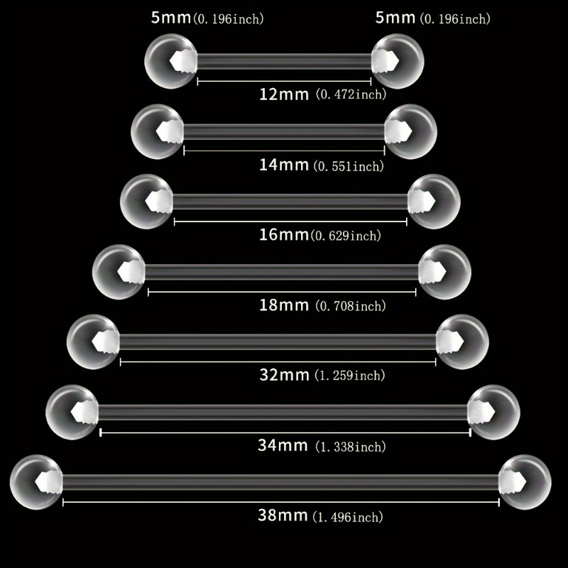 Body Jewelry Stores - JKC ストア 10 個アクリルバーベルセット柔軟なクリアボディピアスジュエリー舌乳首軟骨工業用ヘリックス 12-38 ミリメートル