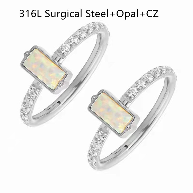 10 個 316L サージカルスチールオパール CZ 16  - Clicker Ring Seamless のレビューと価格