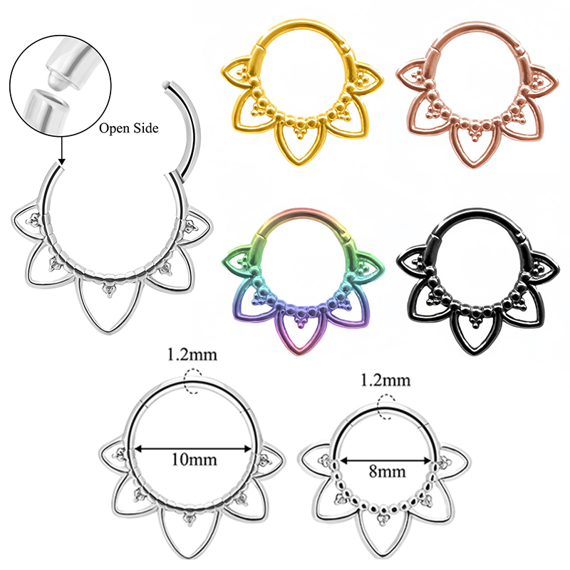 ステンレス鋼の鼻リングフラワーヒンジ付きセプタムクリッカーノ - Clicker Ring Seamless のレビューと価格