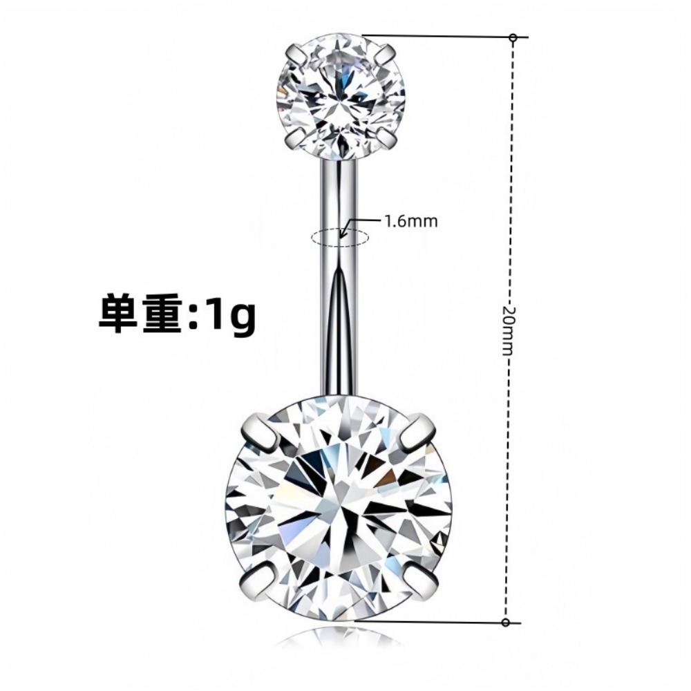 ハートラウンドダブルヘッドジルコンステンレス鋼へそピアス女性 - Body Jewelry Charms のレビューと価格
