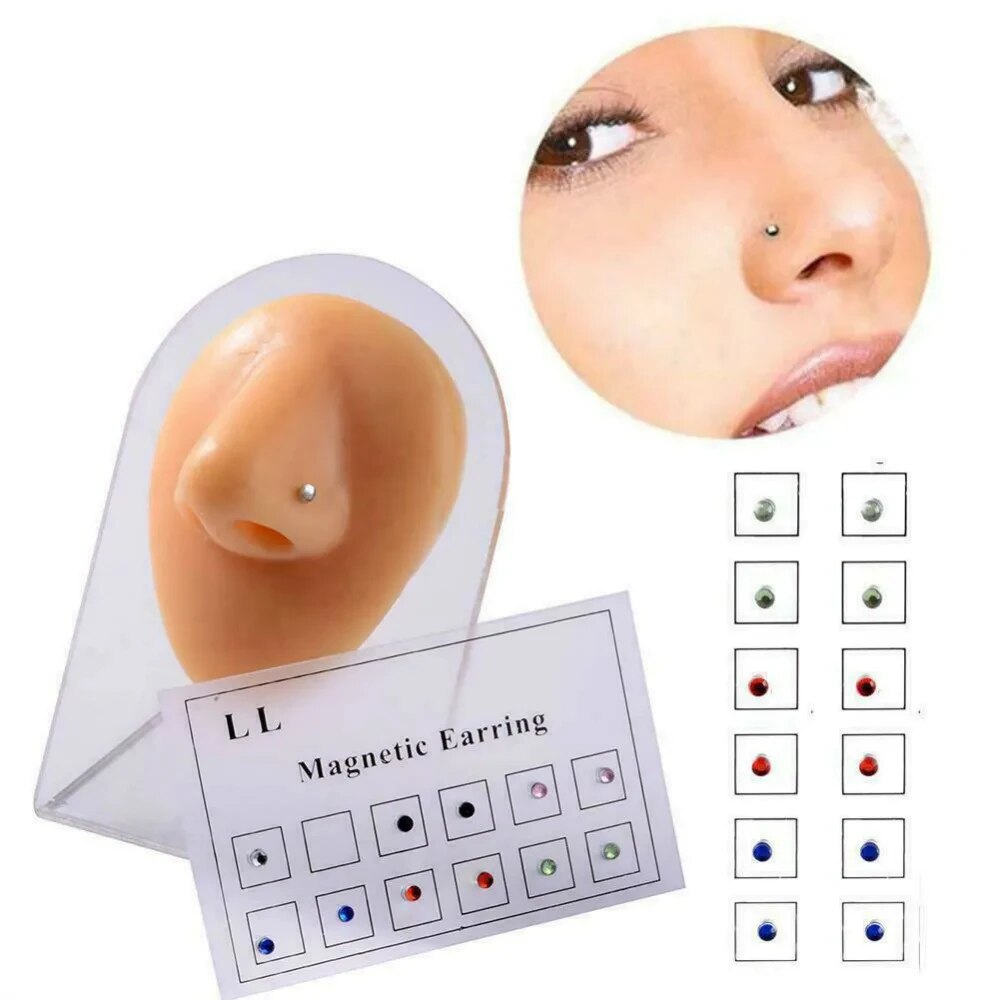 ドリルされていない磁気イヤリング,偽のイヤスタッド,耳珠,ア - Body Jewelry Lip Ring のレビューと価格