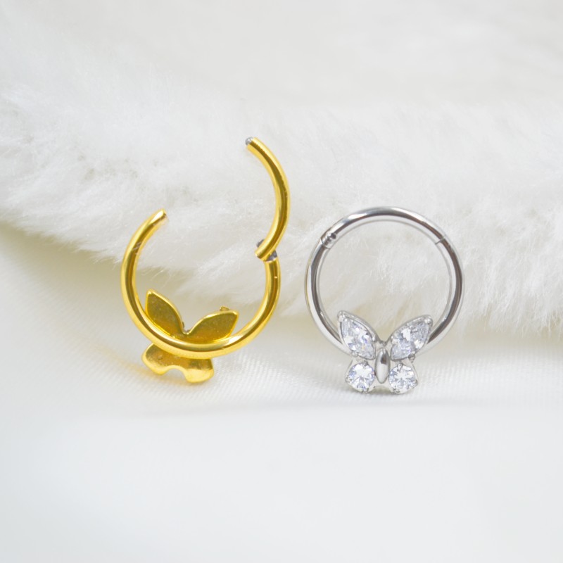 外科用鋼のシームレスなヒンジ付きセグメントリング、バタフライ - Clicker Ring Seamless のレビューと価格