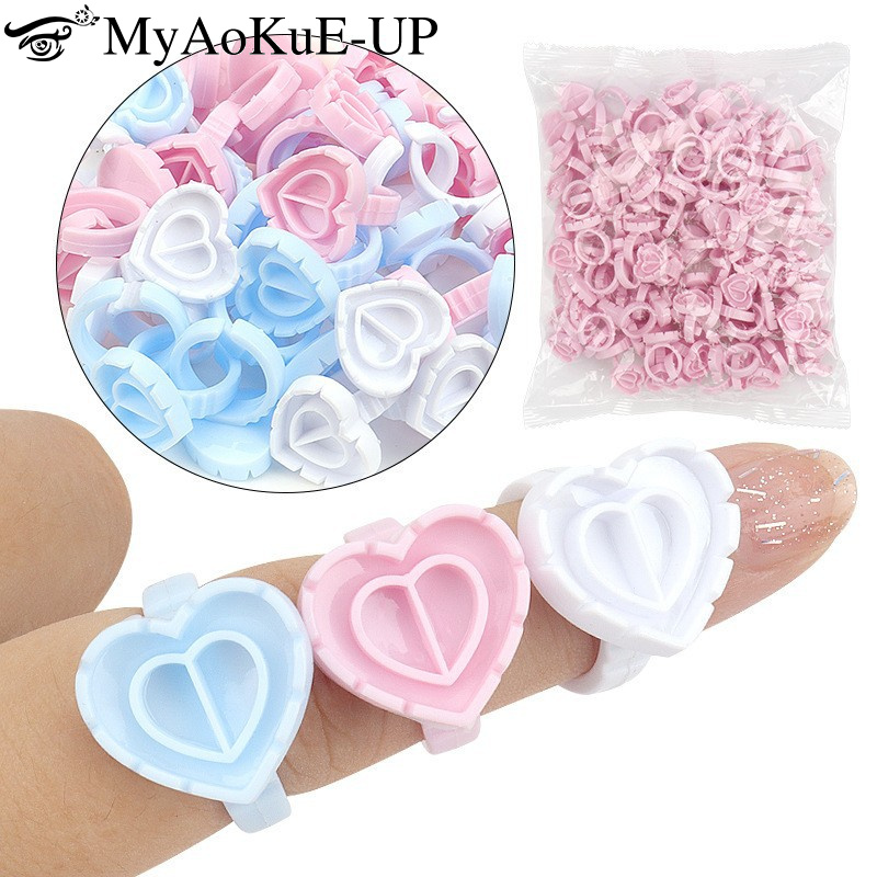 100 個使い捨て接着剤リングホルダーまつげエクステンション - Body Jewelry Tattoo のレビューと価格