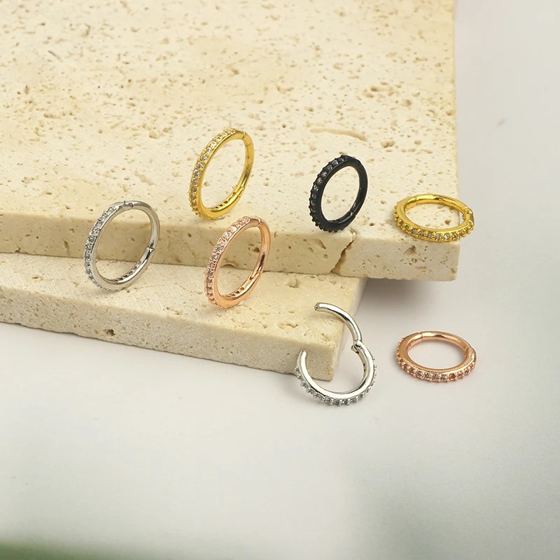 新しいステンレス鋼の鼻リング、ダイヤモンド付き銅製セプタムフ - Clicker Ring Seamless のレビューと価格