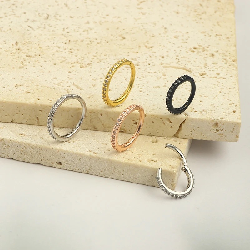 新しいステンレス鋼の鼻リング、ダイヤモンド付き銅製セプタムフ - Clicker Ring Seamless のレビューと価格