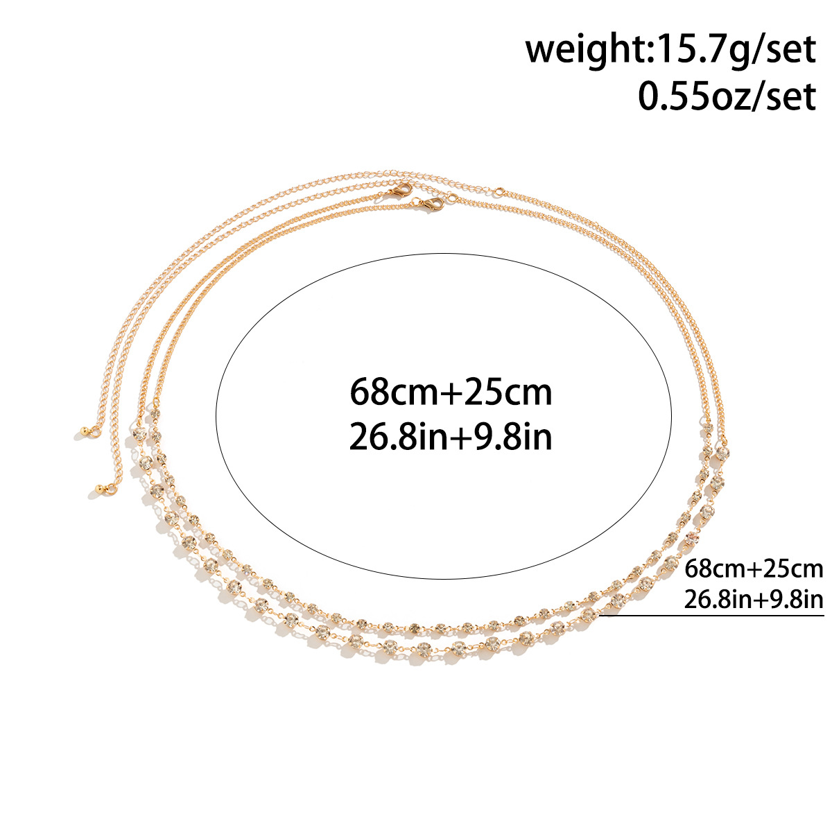 レトロシンプルな甘い高級シャイニングクリスタルチェーンウエス - Body Jewelry Charms のレビューと価格