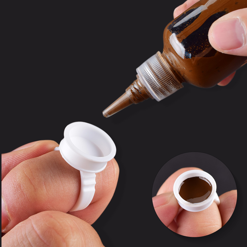 使い捨て 100 個プラスチック顔料リング眉毛アートメイク  - Body Jewelry Tattoo のレビューと価格