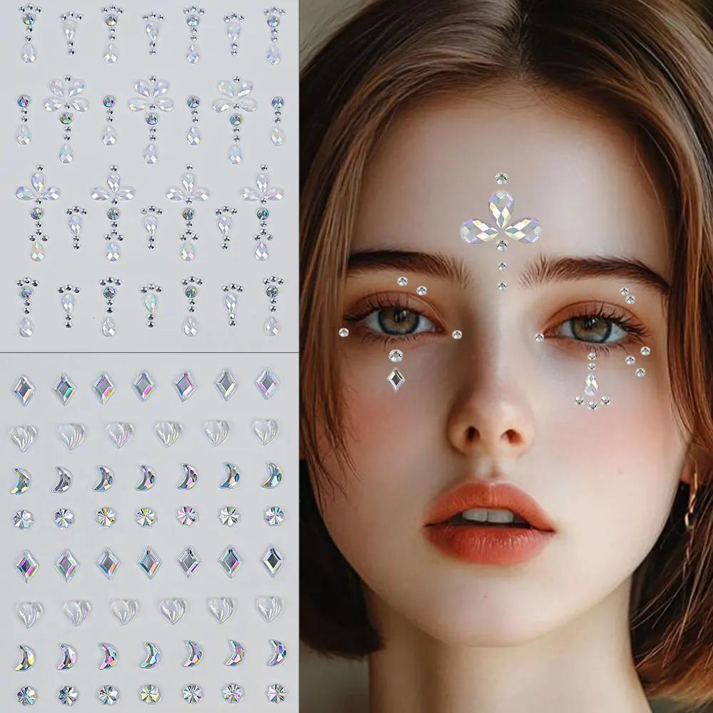1枚のカラーリボン/星/ハート型フェイスラインストーンシール - Body Jewelry Tattoo のレビューと価格