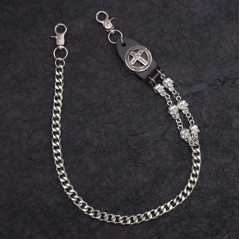 多層パンツチェーン レザークロス スカルチャーム ウエストチ - Body Jewelry Charms のレビューと価格