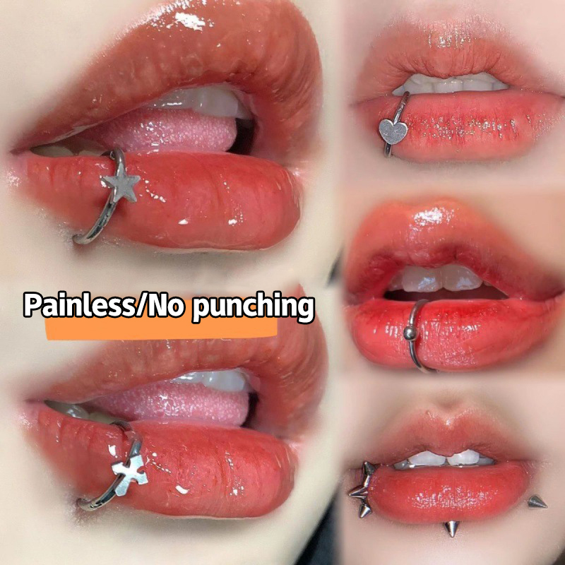 1個 ステンレス製 フェイクノーズリング フープ セプタムリ - Body Jewelry Lip Ring のレビューと価格