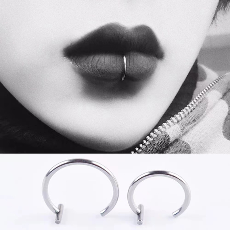 18Gサージカルスチール製リップリング、ハーフフープイヤリン - Body Jewelry Lip Ring のレビューと価格