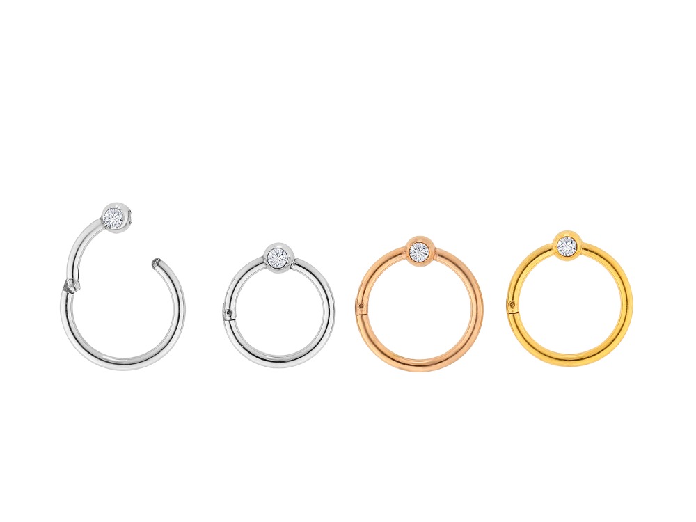 シームレスな外科用鋼製宝石,ヒンジ付きセグメントリング,軟骨 - Clicker Ring Seamless のレビューと価格