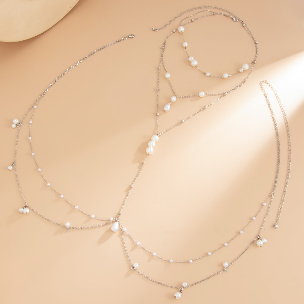 多層模造パールネックレスチェストベリーチェーン一体型ウエスト - Body Jewelry Charms のレビューと価格