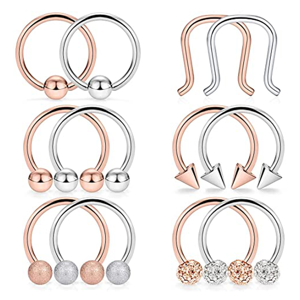 ステンレス鋼ヒンジシームレスセプタムフープ鼻リング馬蹄リング - Clicker Ring Seamless のレビューと価格